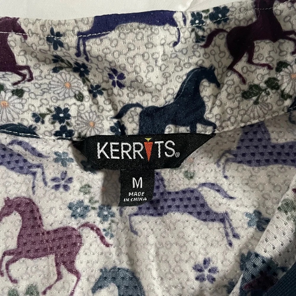 Kerrits Short Sleeve Horse-Print Polo — White with Navy & Burgundy - Picture 3 of 3